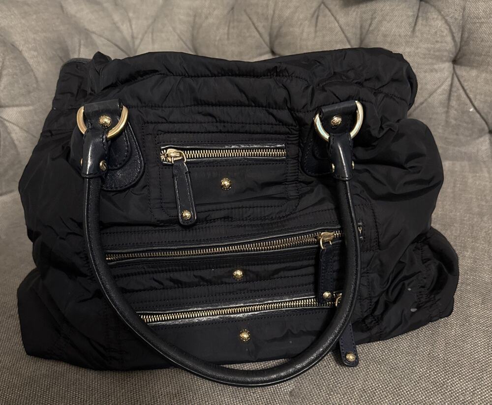 Tod's Black Nylon Pashmy Pocket Media D-Bag! Dual Leather Handles! Gold Hardware